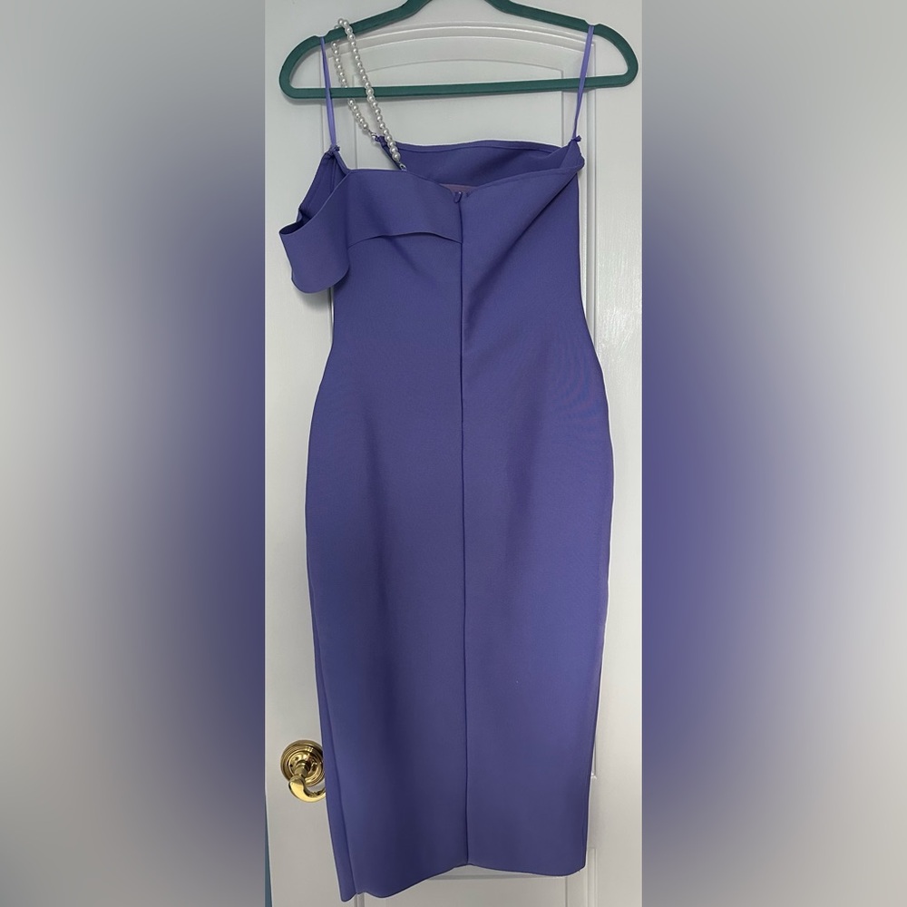 SHEIN Purple Off the Shoulder Pearl Bodycon Stretchy Midi Dress Women’s Medium - Picture 5 of 9